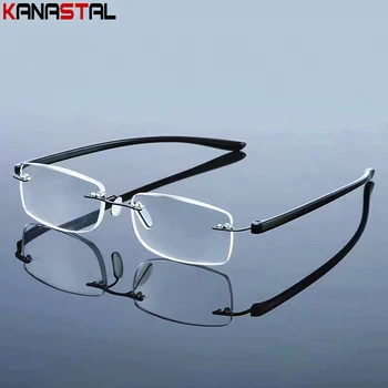 TR90 Rimless Reading Glasses Prescription Men Women Presbyopic Eyewear Smart Phone Blue Light Blocking Anti Fatigue Eyeglasses