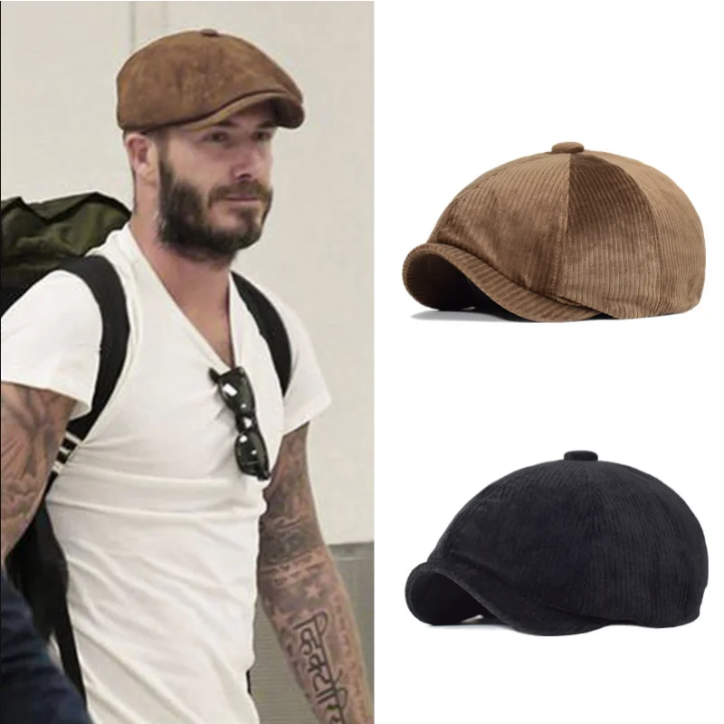 

Vintage Men Beret Newsboy Hats Classic Western Newsboy Caps Cotton Blend Beret Hat Flat Brim Adjustable Men Spring Berets Cap