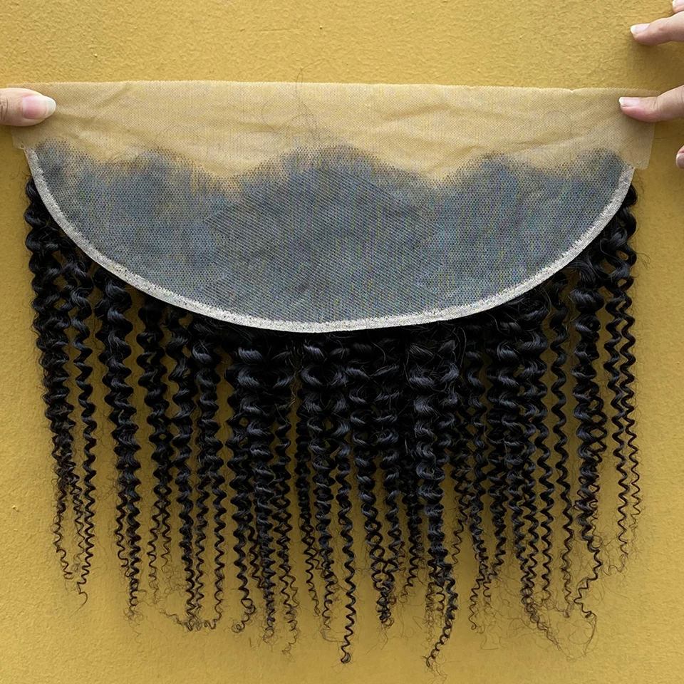 Kinky Curly 13x4 Lace Frontal Brazilian Curly 13x4 Lace Front Human Hair Kinky Frontal Pre Plucked Transparent