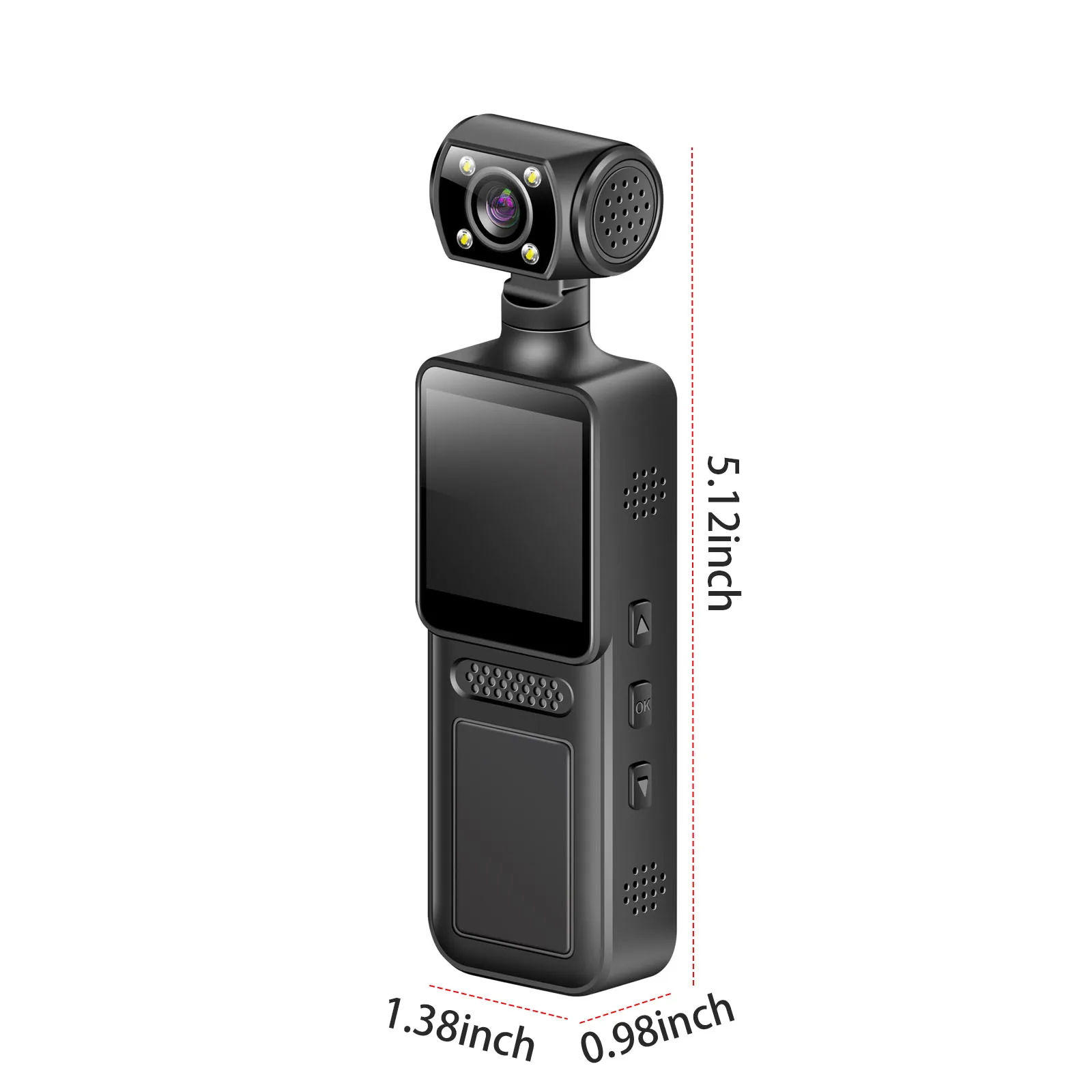 4K WiFi 바디 카메라, 180도 회전 렌즈 장착, 야외 스포츠용 바디캠코더