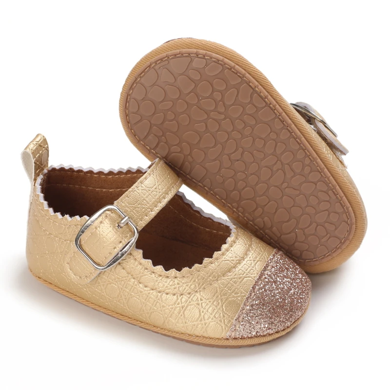 Baby Walking Shoes Golden Baby First Walkers Shoes Gold Princess Shoes Comfortable Soft Soled Non Slip Walking Shoes Pre-Walkers