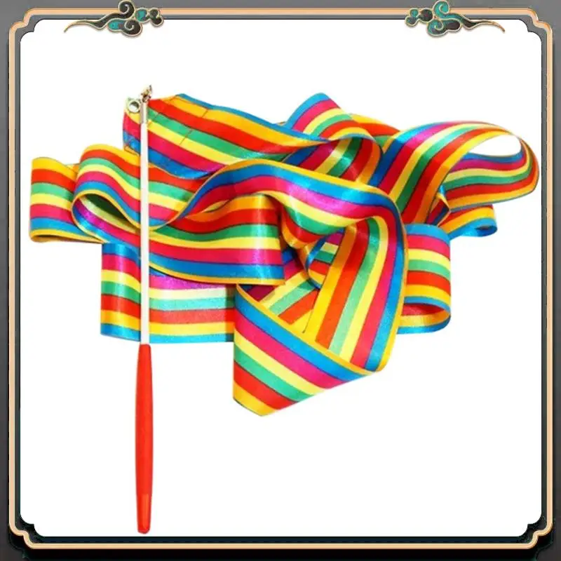 Ribbon Dance Rainbow Ribbon Children's Dance Gymnastics Rhythm Stick Gymnastics Rope Sporting Goods (2M)