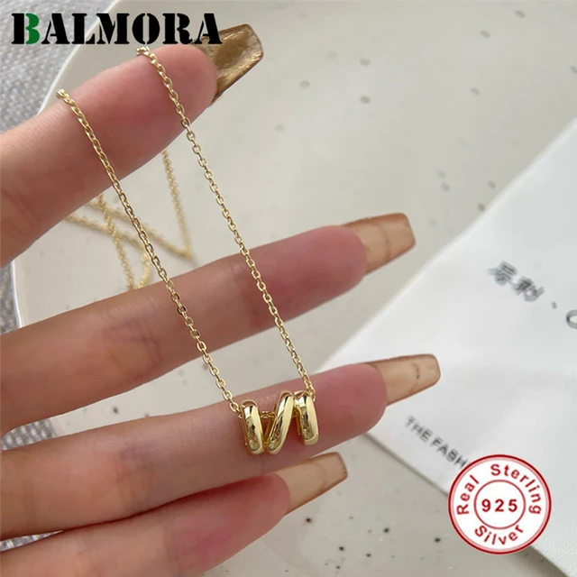 BALMORA S925 Silver Simple Gold Three Layer Ripple Necklace for