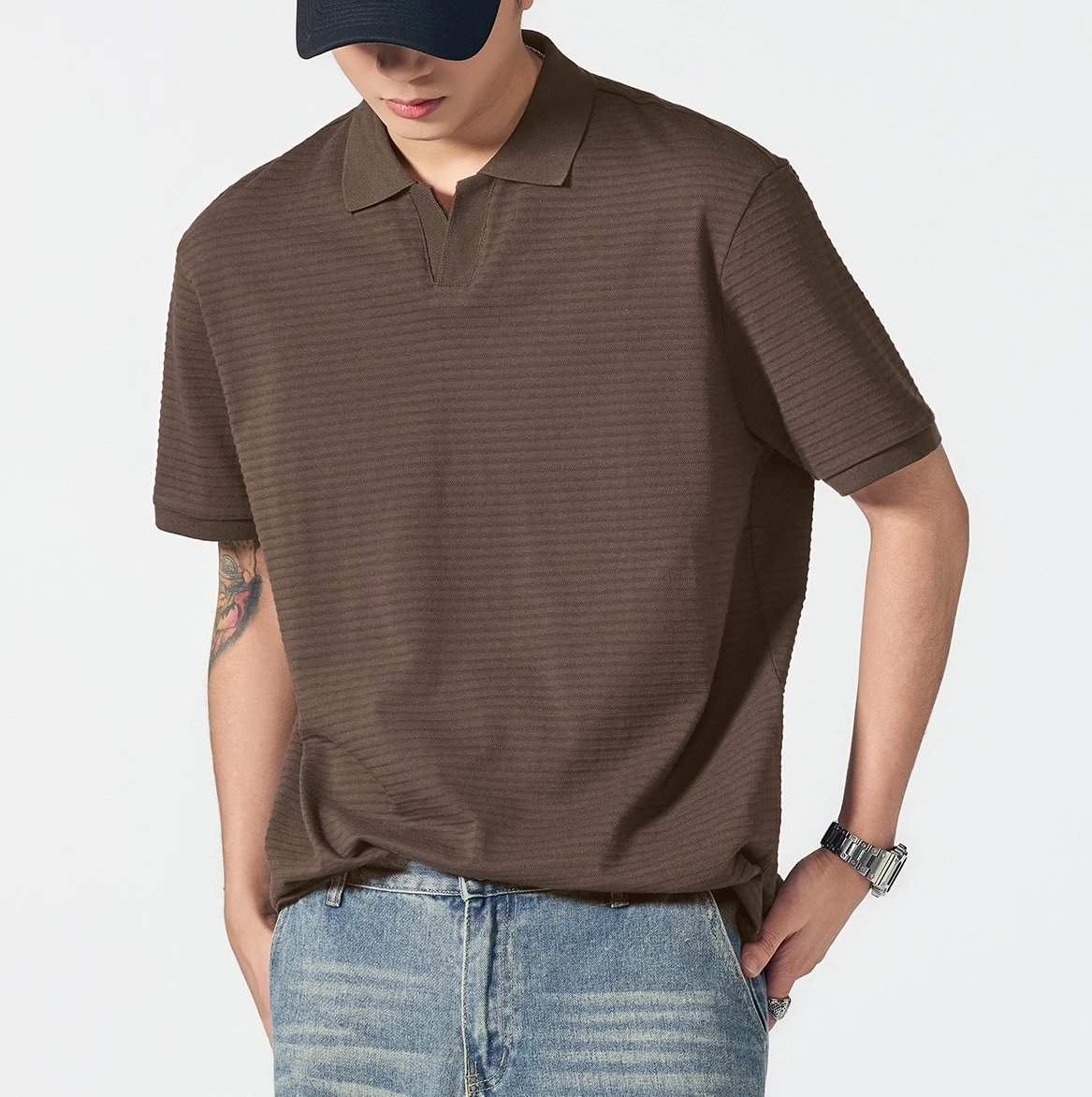 Polo da Uomo Estivo 2026 Nuova Collezione, Vestibilità Ampia, Casual, Tendenza Moda, Mezza Manica, Tinta Unita, Colletto a Risvolto