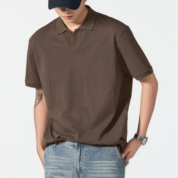 Polo da Uomo Estivo 2026 Nuova Collezione, Vestibilità Ampia, Casual, Tendenza Moda, Mezza Manica, Tinta Unita, Colletto a Risvolto