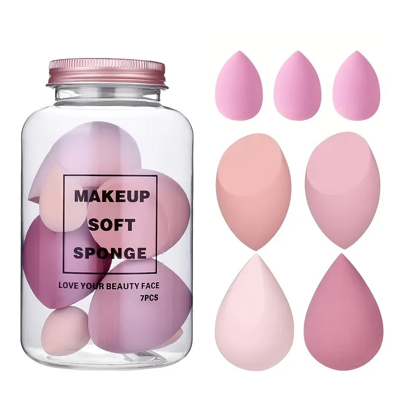 S5f24da650f43423bac708edd92f8c983y Beauty Egg Set, Makeup Puff 7 Sets Within Drift Bottle, Makeup Puff Dry/Wet Use For Foundation/Liquid/Cream/Powder Make Up Spong