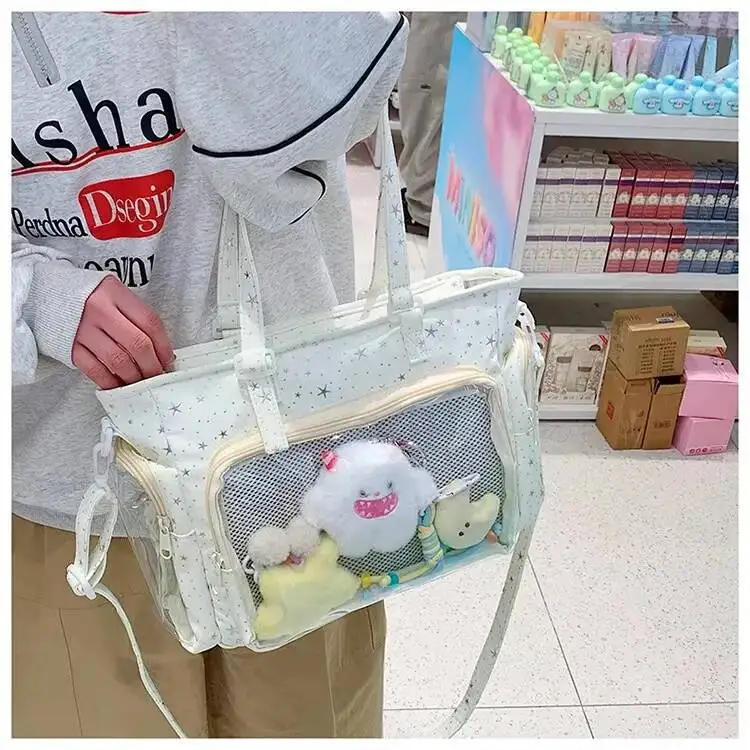 Neue Y2K Niedliche Stern-Bling Ita-Tasche Damen Mode Schultertasche Lolita Mädchen Transparente Tragetasche DIY Display Umhängetasche Handtaschen – Detail 5