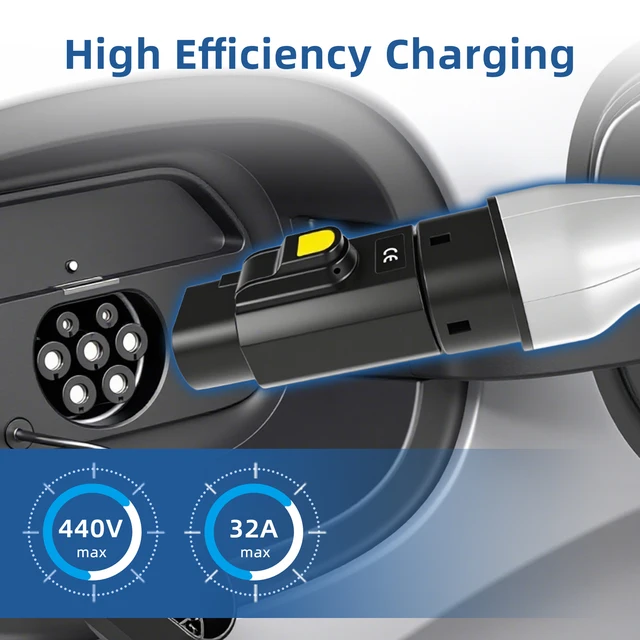 EVqiaoyi Type 2 to GB/T Adapter 32A 7/22kW AC Converter Type 2 Charger Pile to GB/T Electric Vehicle Car 2