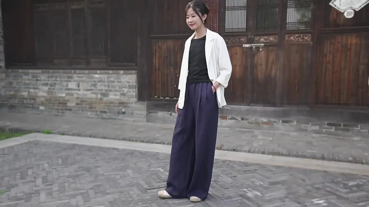 Женские хлопковые и льняные широкие брюки Новое поступление 2024 винтажный стиль