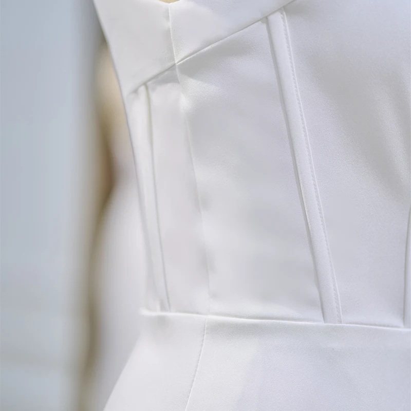 Elegant Wedding Dresses For Women Satin Mermaid Square Collar QD06179 Wedding Dress Minimalist Zipper Vestido De Novia 6
