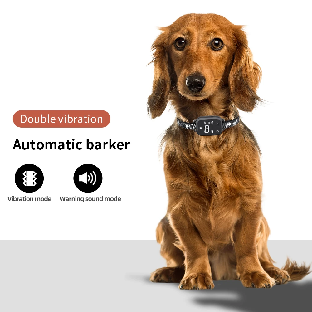 

Electric Ultrasonic Dog Training Collar Dual Vibration No Remote Control Required Anti Barking Device Waterproof Dogs Behavior