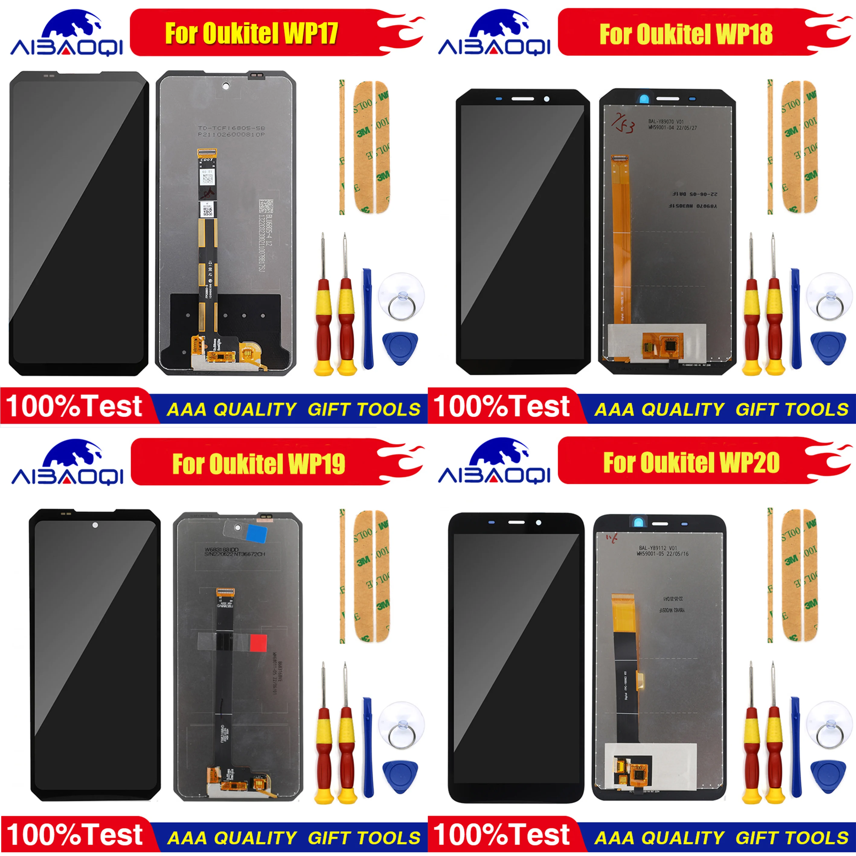 Display LCD Con Touchscreen Per Oukitel WP32 - Nero 5.93'' - Kit Riparazione Incluso - 6