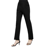 2025 Casual Elastic Waist Slim Straight Trousers Women Stretchy Slimming Black Office Daily Trousers  - Image 2