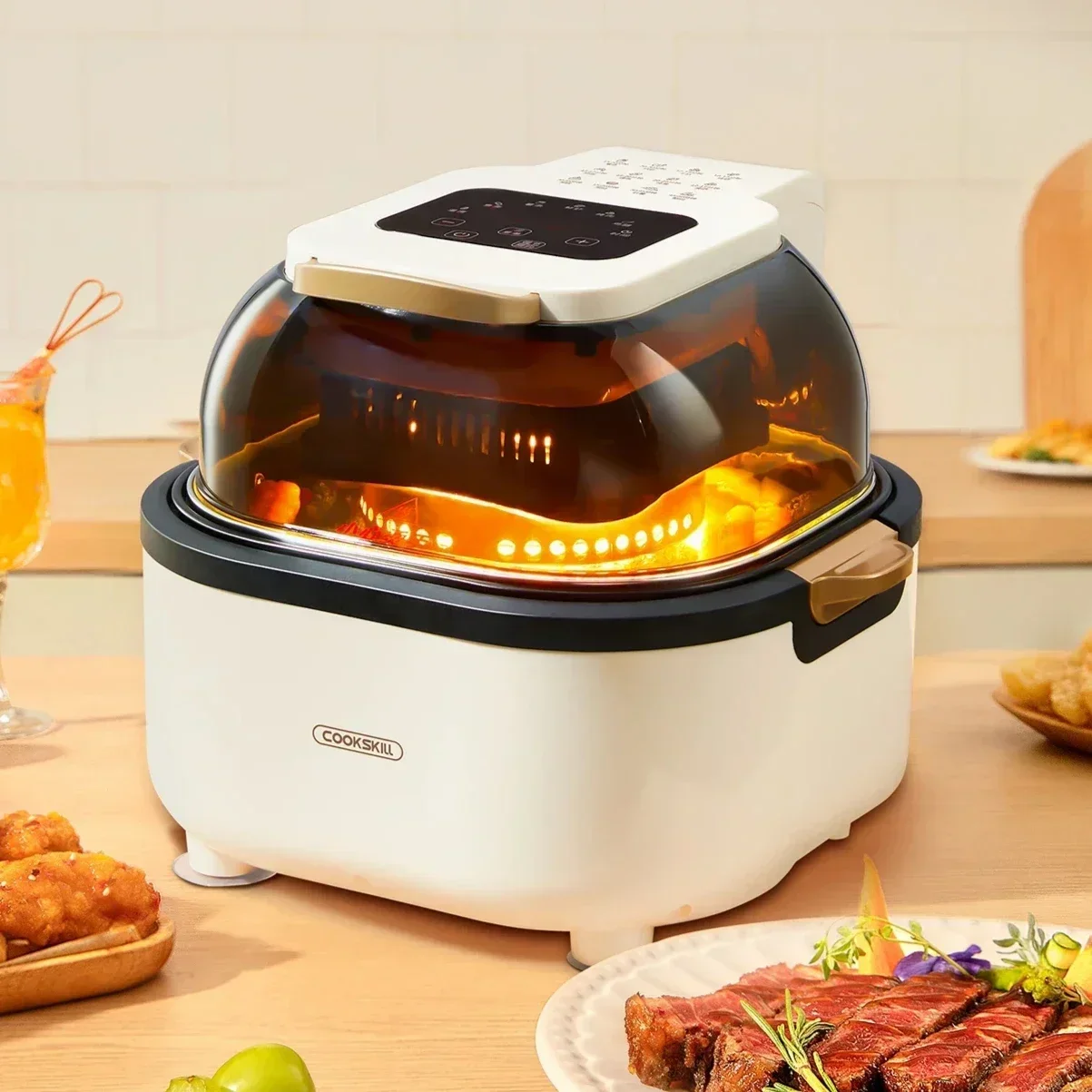 Kitchen technology air fryer. Home integrated fryer. Light fat, low oil frying. Multifunction electric oven. 2