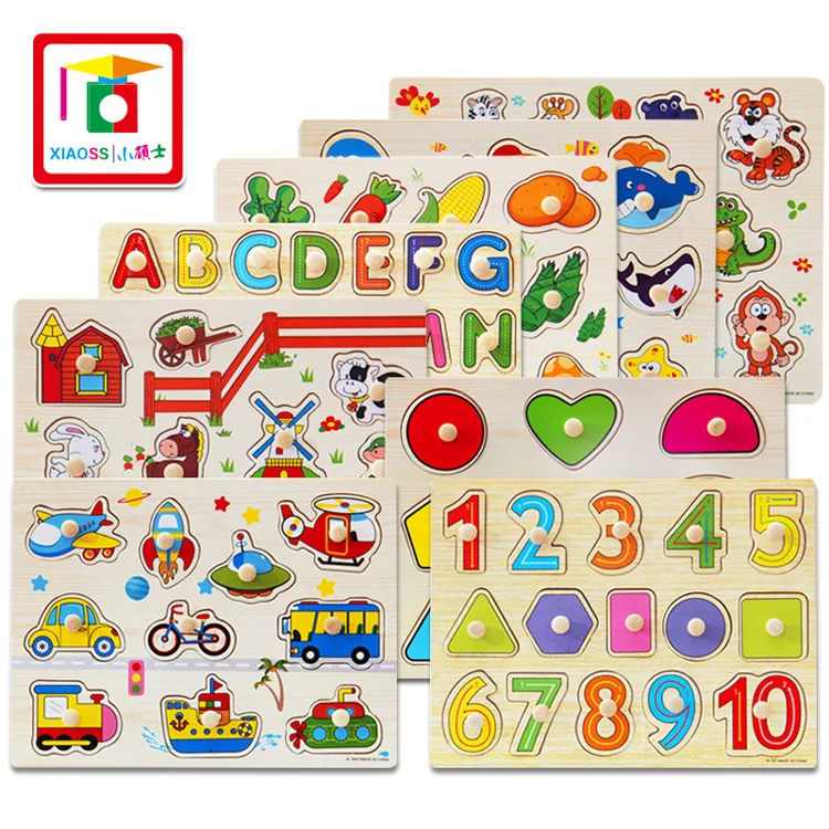 

4.7 Factory Direct Sales Of Animal Alphanumeric Hand-Grasping Board Jigsaw Puzzle 1-3-4 Years Old Educational Baby Wooden Toys