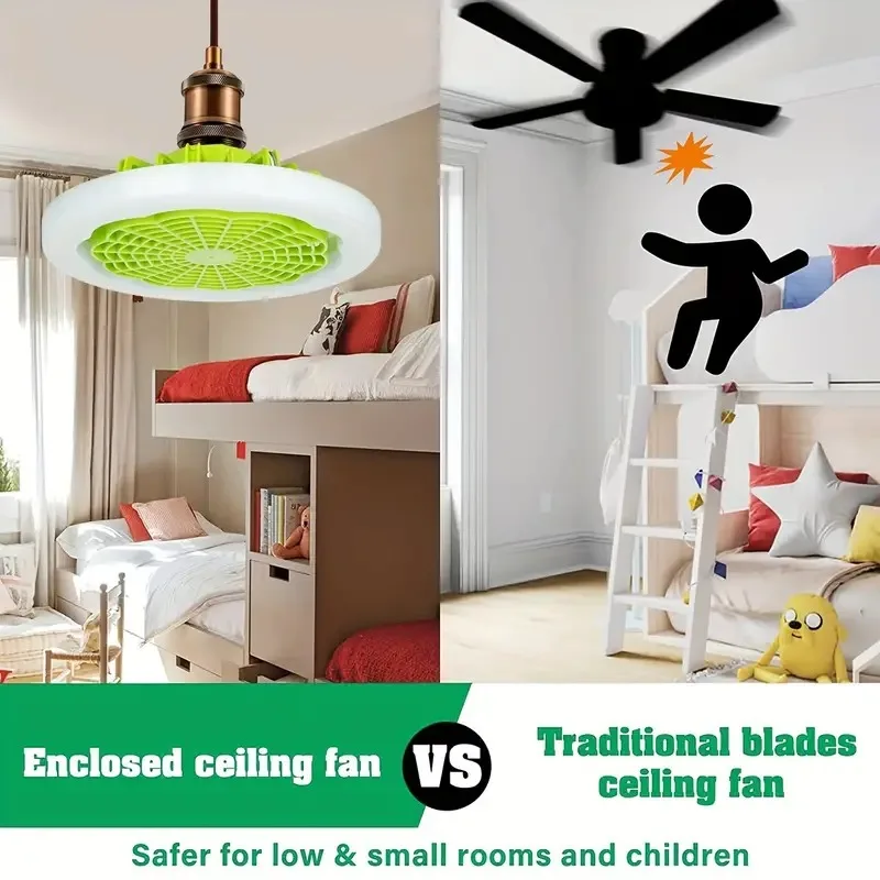 E27 ceiling fan light silent electric fan with remote control ceiling fan light suitable for living room study room kitchen 3