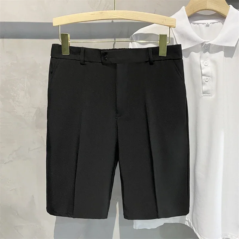 Chino Shorts Men Front Pleated Shorts Casual Bermuda Work Wear Shorts Korean Fashion Pants For Summer 2