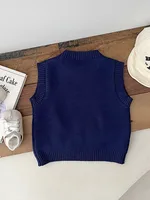 Autumn Newborn Baby Boy Girl Duckling Knitted Round Neck Vest For Children Loose Casual Outing Baby Clothes 2
