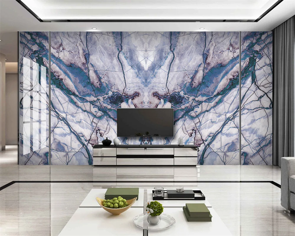 beibehang papel de parede Custom modern new bedroom living room decorative painting atmospheric blue marble background wallpaper for samsung galaxy tab a9 marble style cloth texture smart leather tablet case dark blue