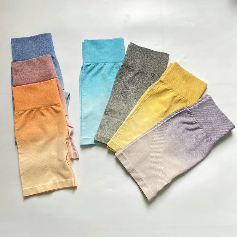 

High Waist Ombre Shorts Women Sport Shorts Workout GYM Running Yoga Shorts Push Up Hip Super Stretchy Fitness Compression Shorts