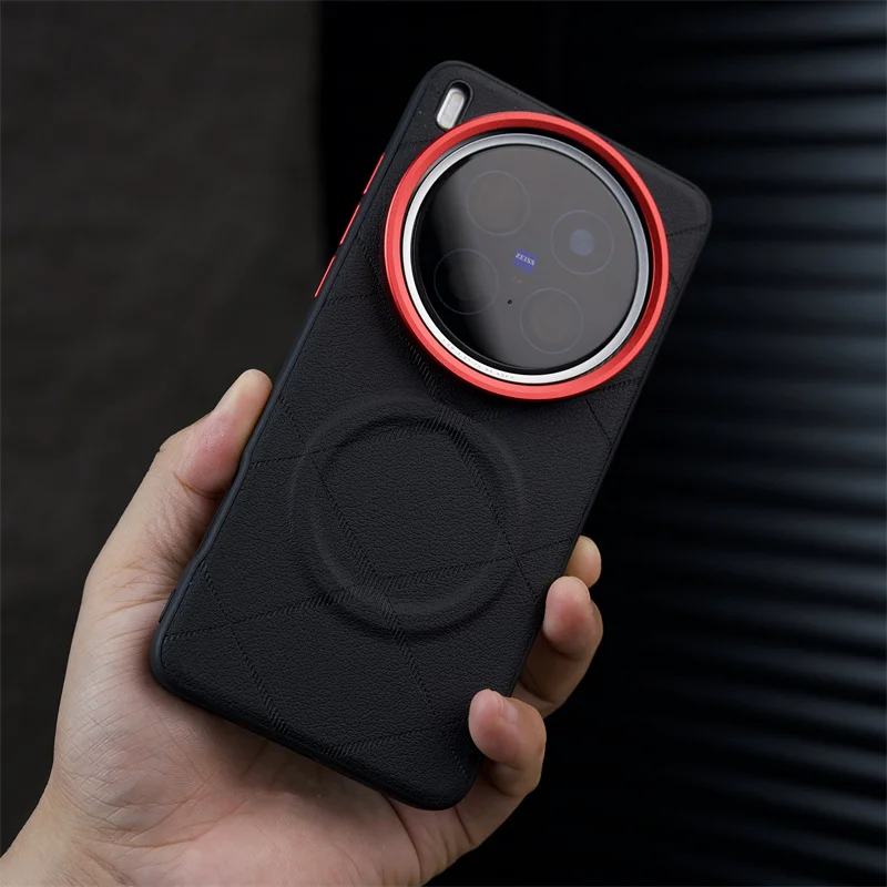 Luxury Leather Pattern Magnetic Soft Hybrid TPU+Metal Back Case - Enhanced Quality
