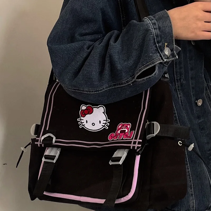 Sanrio Hello Kitty Bag Pu Leather Cartoon Stickers Shoulder Bag Y2k Handbag  For Women Sweet Cute Bag Versatile Tote Bag New 2023 - AliExpress