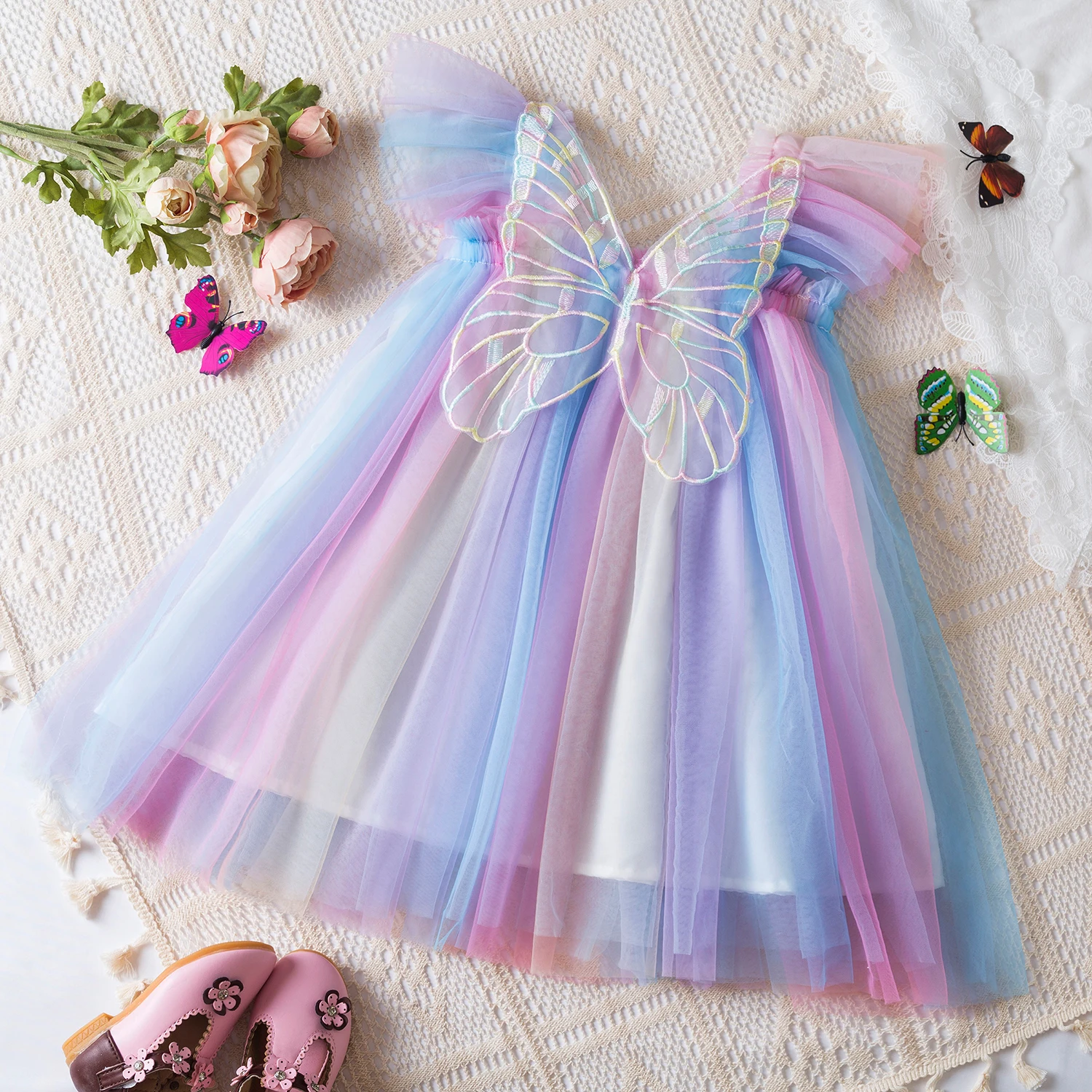 New Summer Dress Girls 1 to 5 Years Baby Butterfly Clothes Toddler Kids Birthday Princess Dress Baby Holiday Casual Vestidos girls dress princess costume