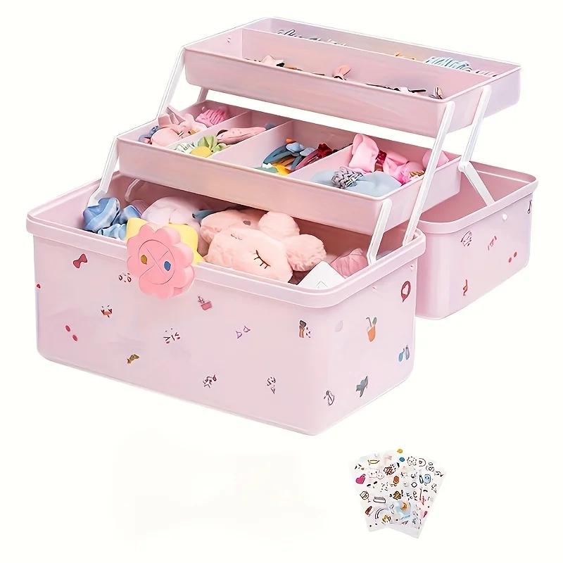 Multi Layer Accessory Storage Box with Lid - Perfect for Storing Hairbands, Jewelry, and More  Home Organizer