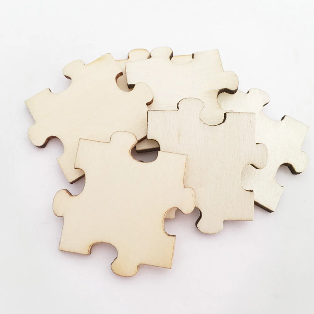 100pcs Unfinished Wooden Blank Puzzle DIY Blank Wooden Puzzle Unpainted Wooden Jigsaw Puzzle for Crafts Making Toys