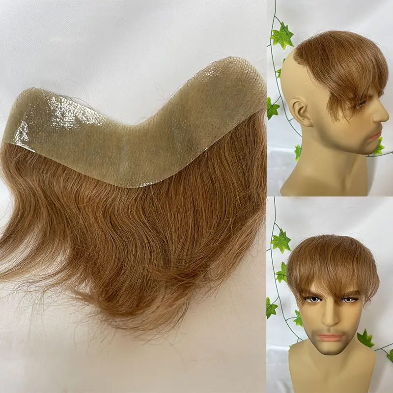 Human Hair Toupee 4x18CM Skin PU V Style for Men
