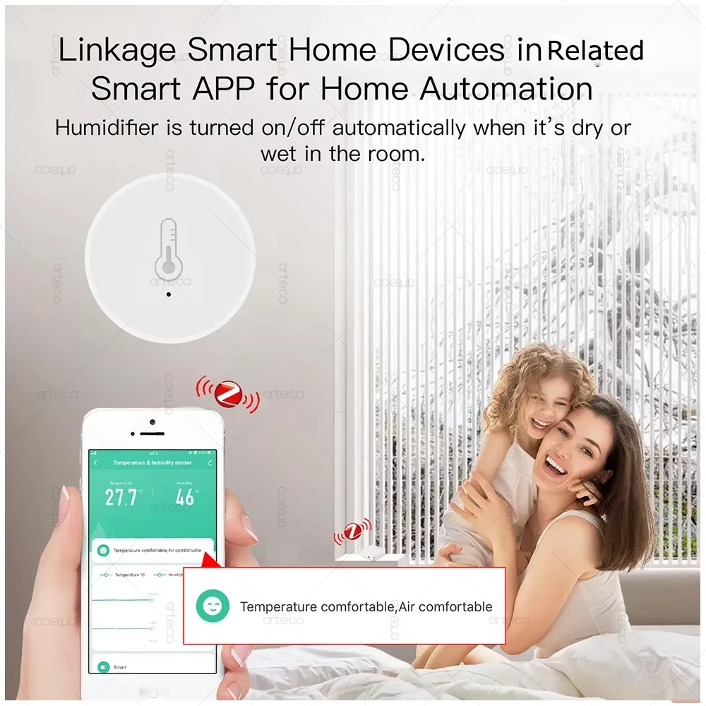 Zigbee 3.0 Temperature And Humidity Sensor Remote Monitor By Smart Life APP Battery Powered Works With Alexa Google Home Z2M temperature humidity meter temperature humidity sensor