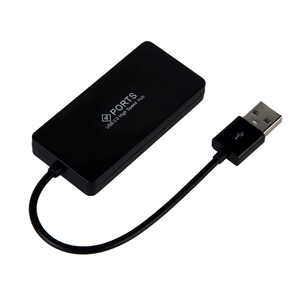 Black 4 Port USB 2.0 High Speed Hub for Desktop Computer PC Laptop