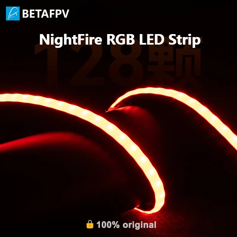 Bande LED RGB NightFire pour Drone FPV – Éclairage Nocturne avec Contrôleur allumée dans l'obscurité, produisant un dégradé de couleurs.
