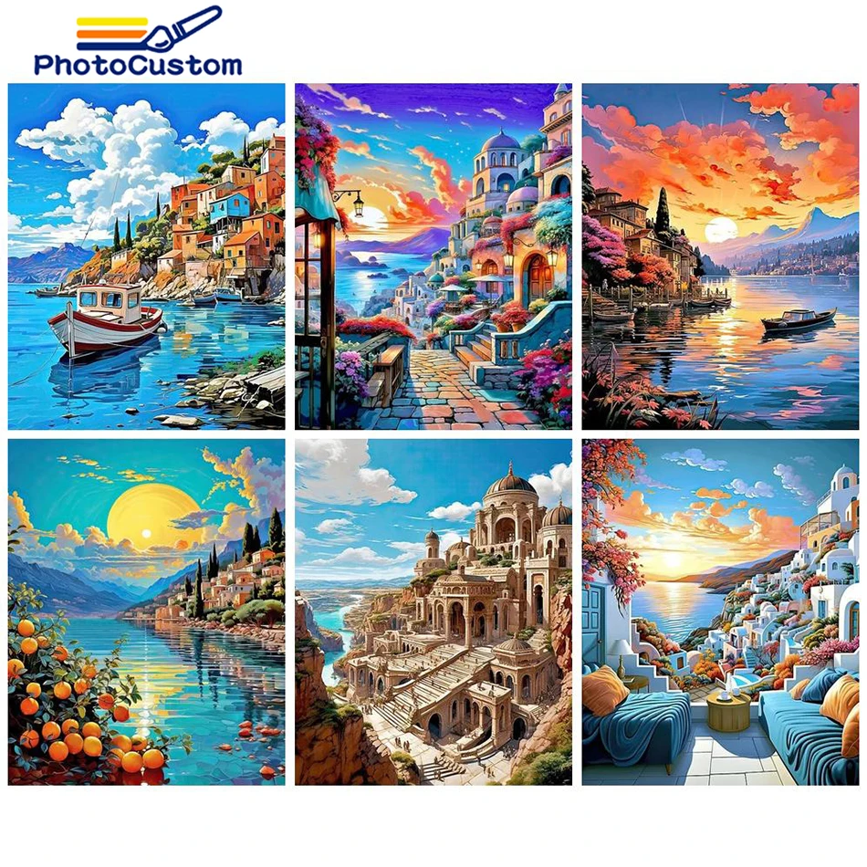 

PhotoCustom DIY Crafts Painting By Number On Canvas HandPainted Drawing DIY Kits Acrylic Paint For Adults Coloring By Number Dec