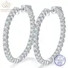 WUIHA 925 Sterling Silver Real GRA Moissanite Diamonds Wedding Engagement 30 MM Hoops Earrings Anniversary Gift Fine Jewelry 1