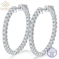 WUIHA 925 Sterling Silver Real GRA Moissanite Diamonds Wedding Engagement 30 MM Hoops Earrings Anniversary Gift Fine Jewelry 1