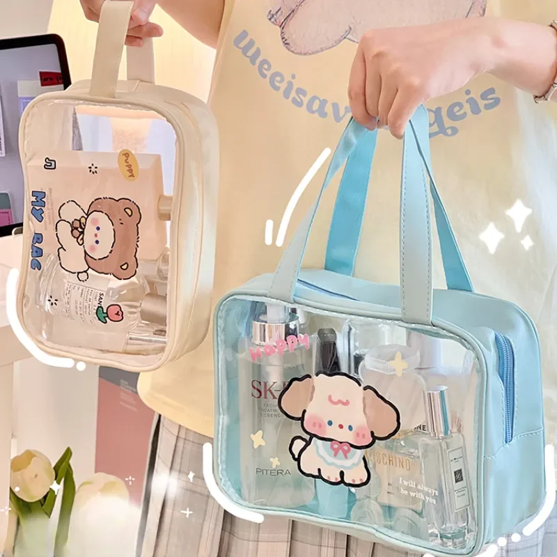 

Cute Transparent Cosmetic Bag for Women Handbag GirlsTravel Cosmetics Storage Bag Wash Travel Storage Bag Waterproof Portable