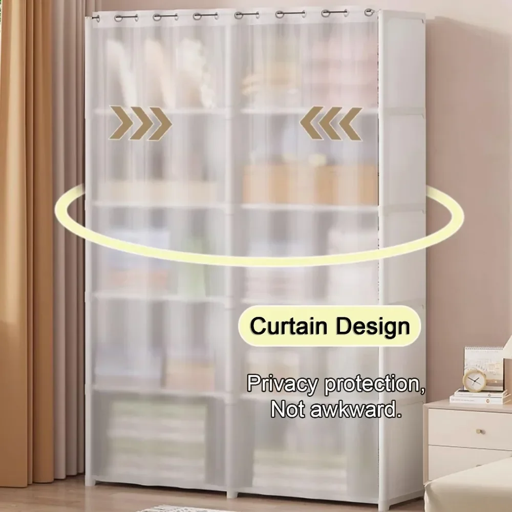 Dustproof Wardrobe Multilayer Storage Cabinet with Curtains Bedroom Furniture Large Capacity Wardrobes Simple Fcloset Organizer storage cabinet cloth wardrobe fabric wardrobe