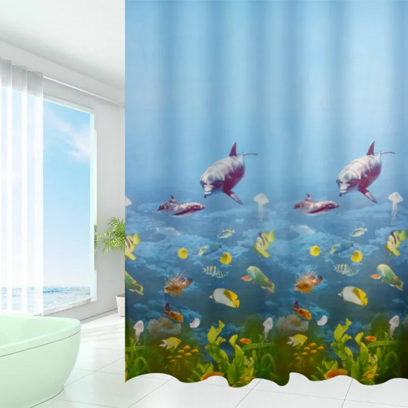 

Shower Curtain PEVA Thickened Ocean Waterproof Bathroom Partition Curtain Perforated Bathroom Partition Curtains Home
