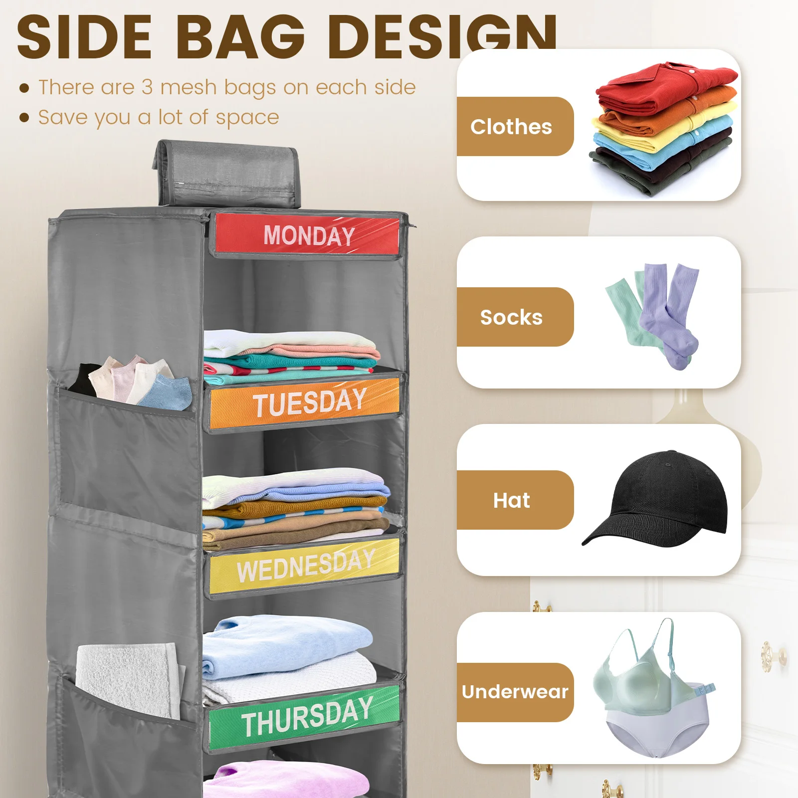 Foldable Closet Organizer Bag for Kids Clothes and Toys