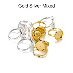 Adjustable Blank Ring Base Set for DIY Jewelry Making - 10 Pieces (Gold Silver Mixed)