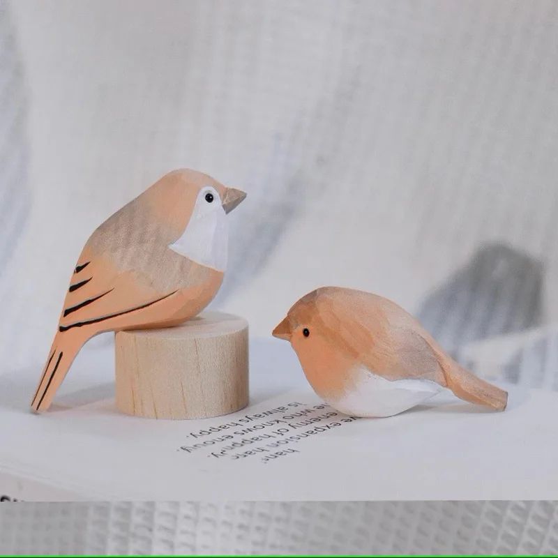 

Handmade Solid Wood Desktop Healing Figurines Office Decoration Birthday Gift Home Decor Bird Figurines Home Accessories