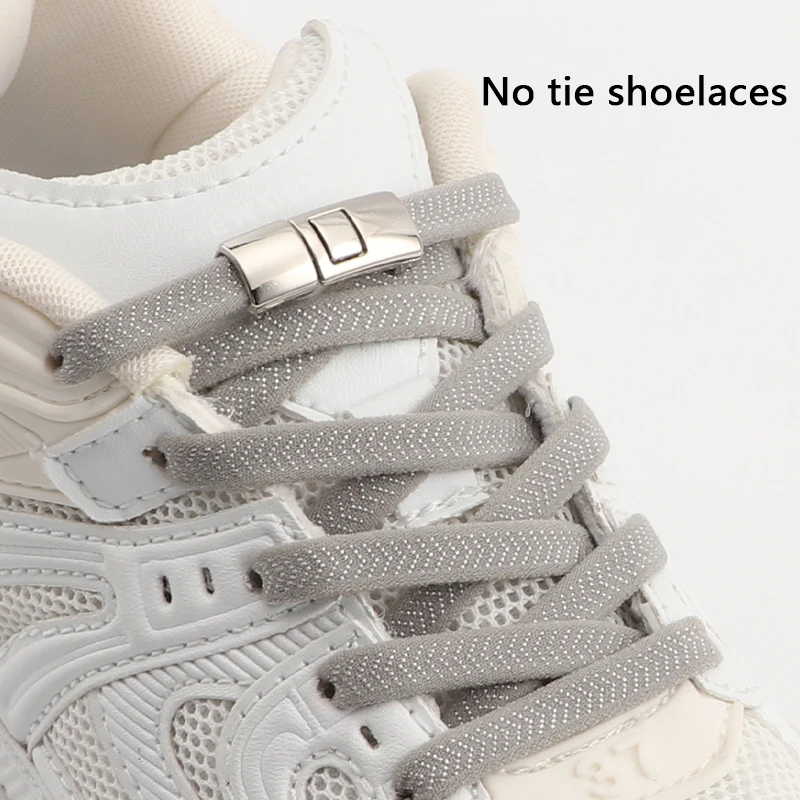 Elastic Sneaker Laces with Cross Lock 8MM Wide Flats No Tie Shoelaces for Kids Adults Perfect Running Walking Rubber Shoelace