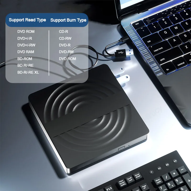 휴대용 외장 블루레이 드라이브, CD DVD RW 광학 드라이브, 3D BD 콤보 플레이어, 노트북 PC 윈도우 맥용 버너, 5 인 1