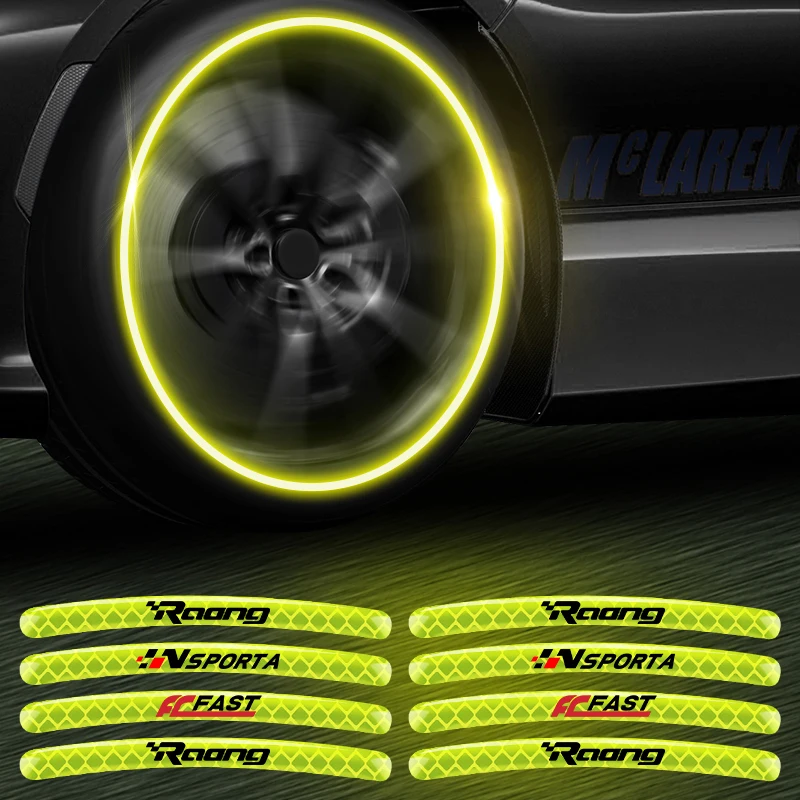 20Pcs Adesivi Per Mozzo Ruota Auto Luminosi Nastro A Righe Ad Alta Riflettenza Per Renault Clio Megane 2 Megane 3 Clio 4 Duster Accessori