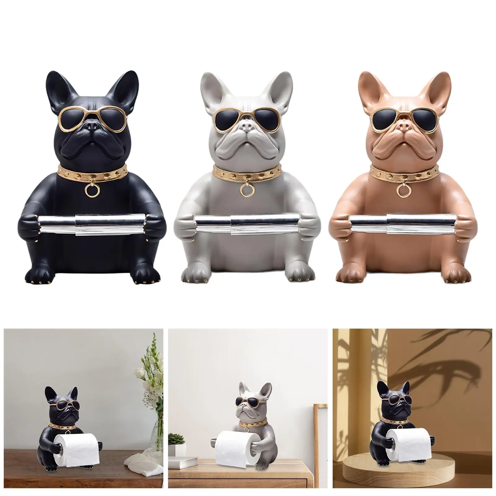 Toilet Paper Holder Decor Puppy Figurine Tissue Paper Roll Dispenser for Bathroom Storage Countertops Toilet Restaurant Home