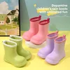 Children's Lightweight Anti-slip Fleece-lined Short Rain Boots Durable Comfortable for Boys And Girls Easy to Wear And Remove