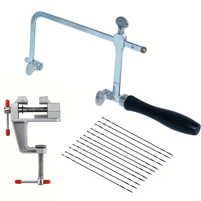 전문가용 보석 세공 키트 (조절 가능한 프레임, 12개 블레이드, 미니 바이스 클..