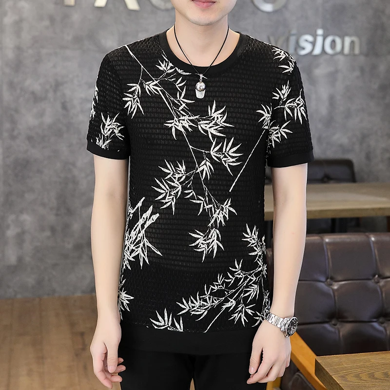 

2024 Summer Men's round Neck Top Short-Sleeved T-shirt Men's Affordable Luxury Fashion Printed All-Matching High-End Quality