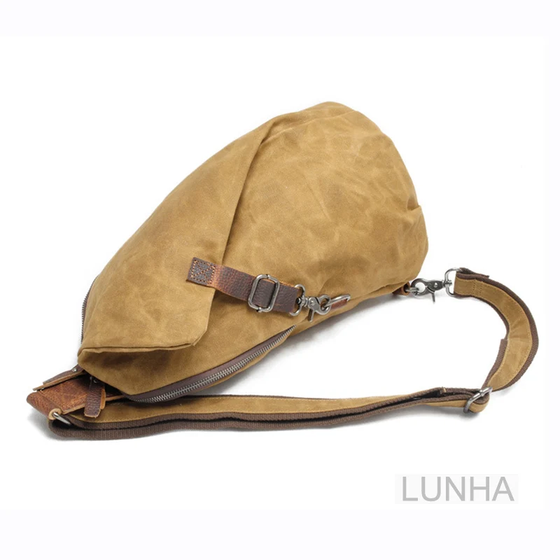 

Men's Chest Bag Canvas Cross-body Shoulder Bags Waterproof Oil Wax Canvas Backpacks Outdoor Riding Skateboarding Backpack